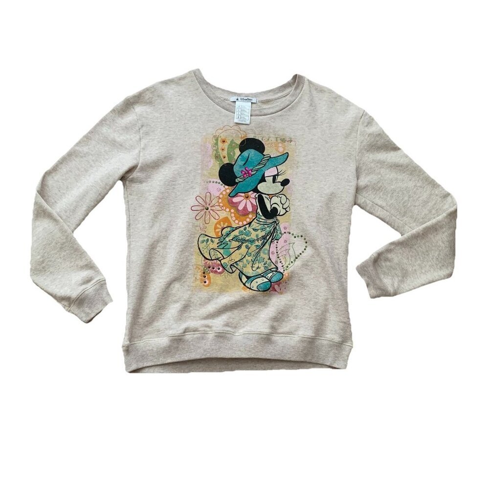 Disney Minnie Mouse Gray Pullover Sweatshirt Crewneck Women’s Size Medium